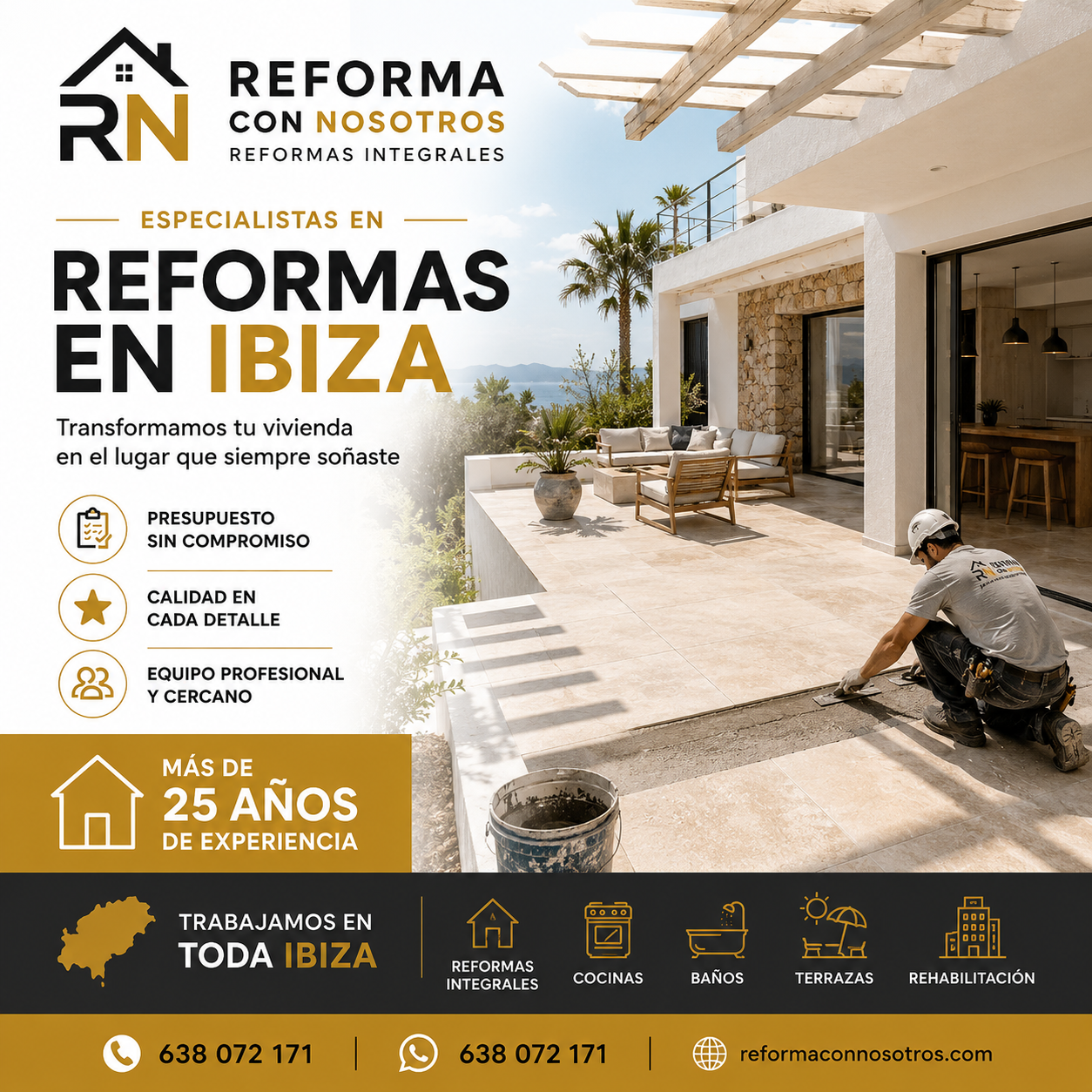 colocacion de muros de piedra natural en ibiza