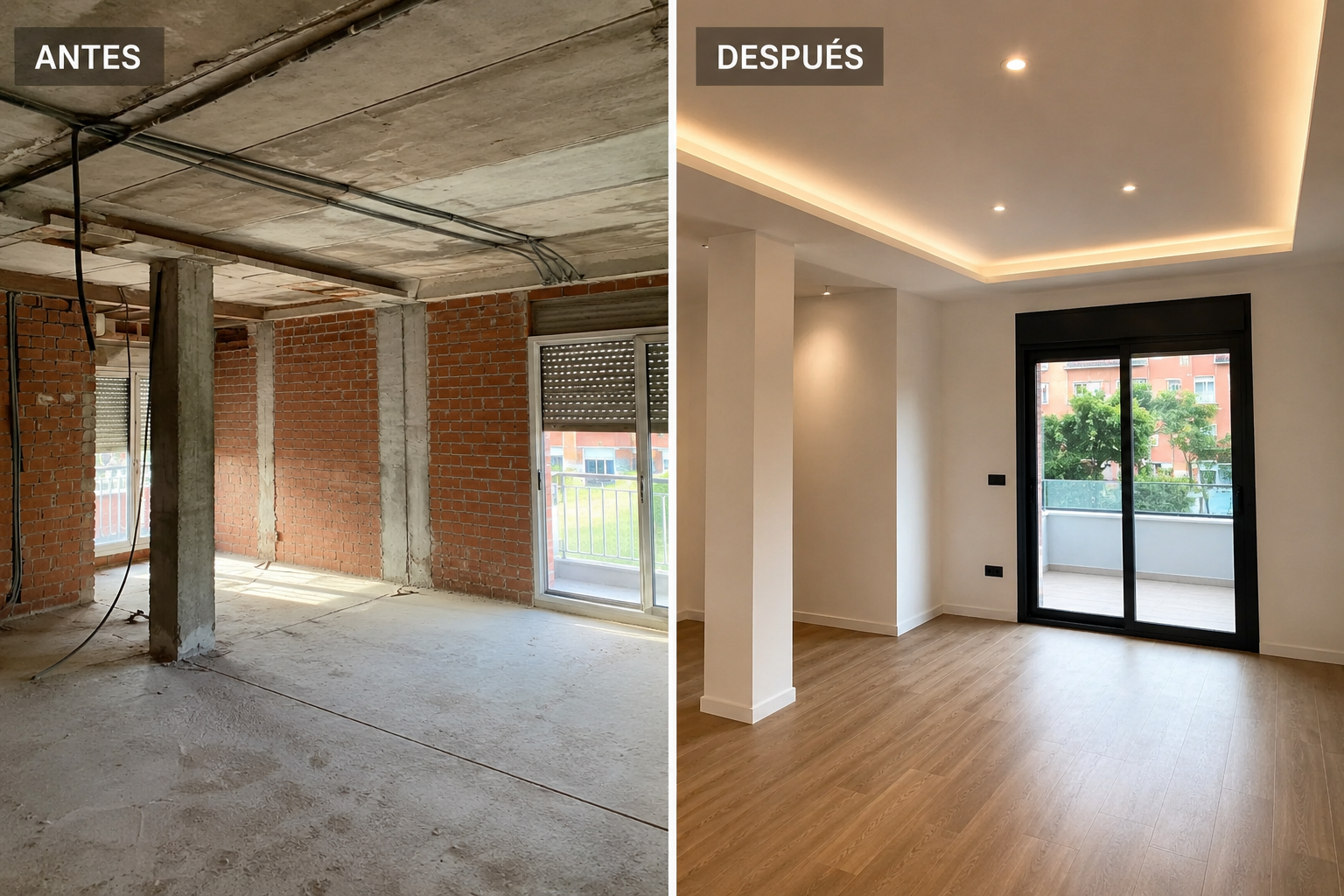 En Reforma Con Nosotros realizamos todos los trabajos necesarios para rehabilitar una vivienda antigua en Ibiza: Rehabilitación estructural Refuerzo de vigas. Reparación de forjados. Refuerzo con estructura metálica. Reparación de grietas. Consolidación de muros. Reforma completa del tejado Rehabilitamos cubiertas antiguas sustituyendo elementos deteriorados, mejorando el aislamiento y evitando futuras filtraciones. Fachadas y muros Restauramos fachadas deterioradas respetando la arquitectura original y utilizando materiales de alta calidad.